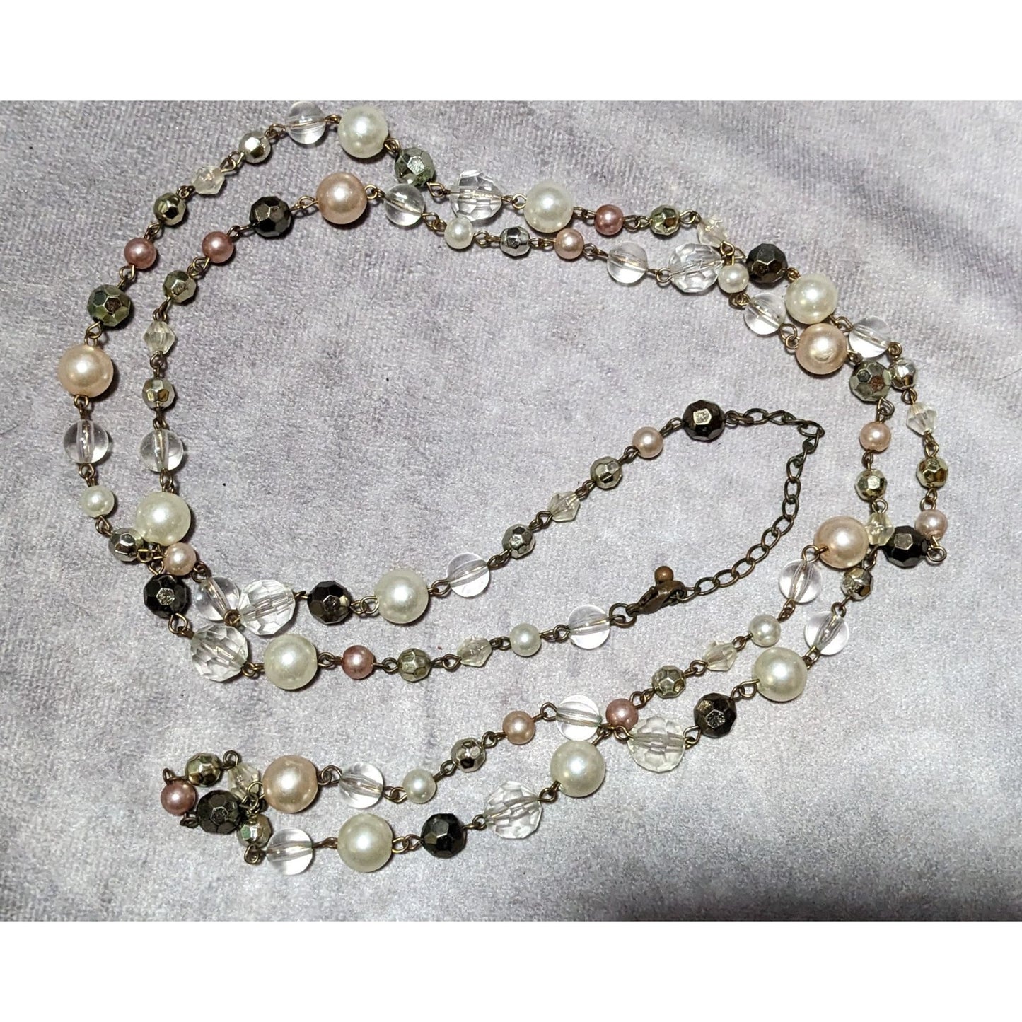 Glam Metallic Beaded Opera Length Necklace