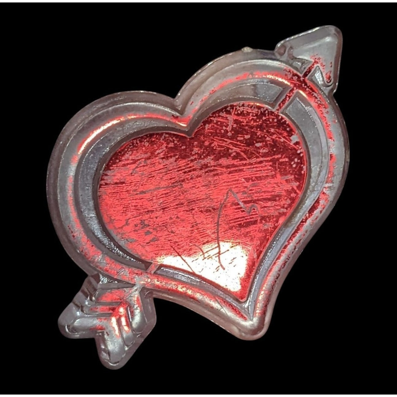 Metallic Valentine Heart And Arrow Clear Plastic Metallic Red Ring Size 5