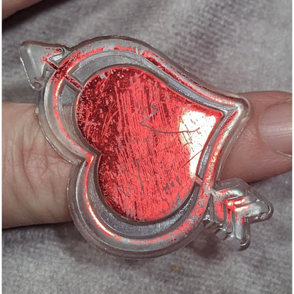 Metallic Valentine Heart And Arrow Clear Plastic Metallic Red Ring Size 5