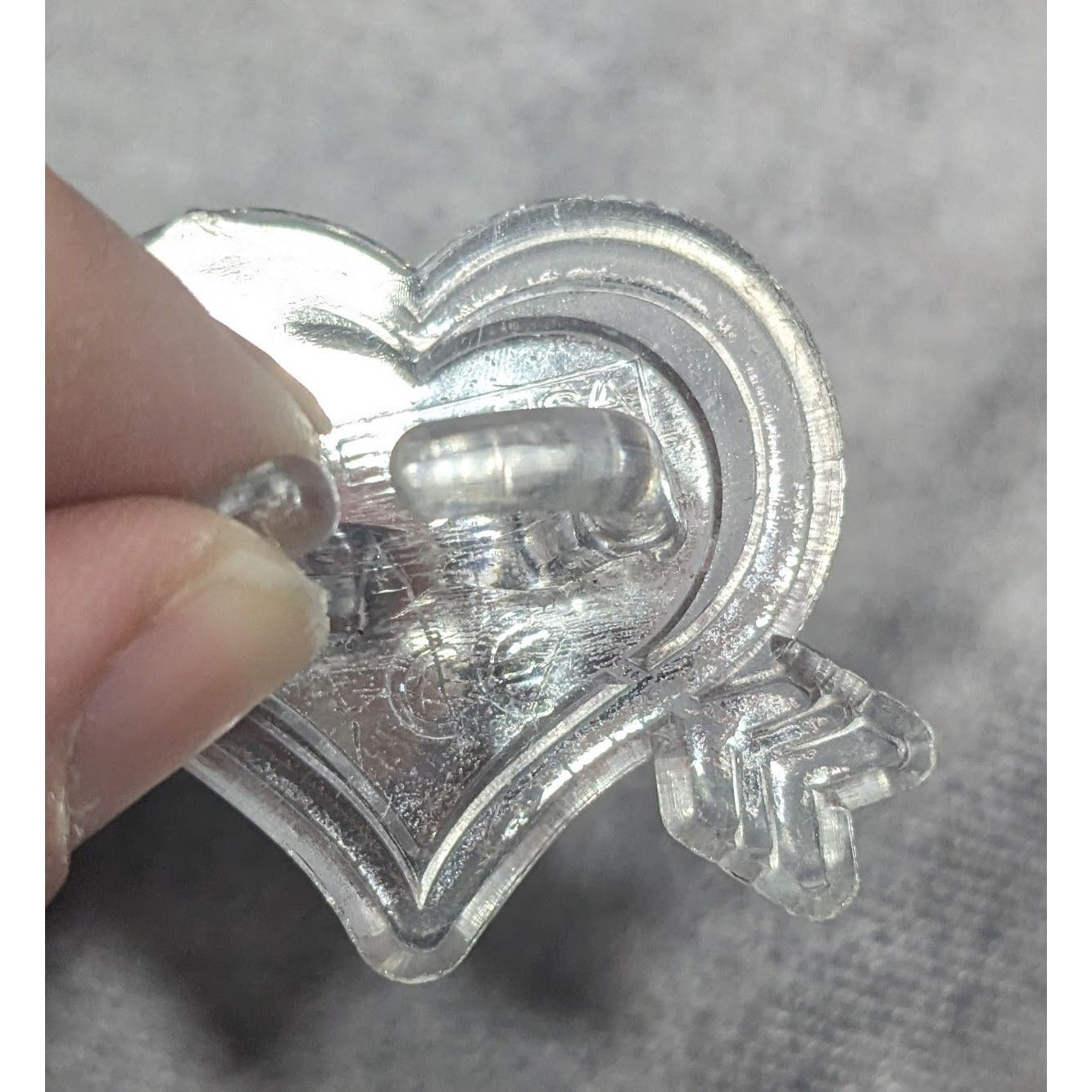 Metallic Valentine Heart And Arrow Clear Plastic Metallic Red Ring Size 5