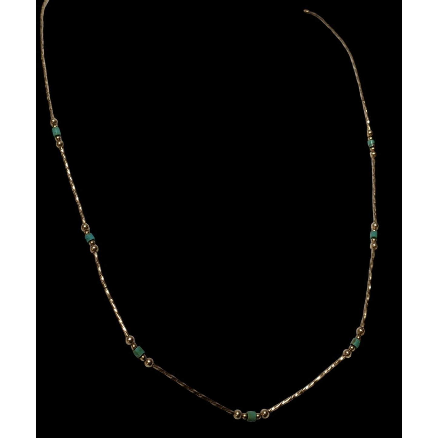 Minimalist Elegant Turquoise And Gold Beaded Necklace