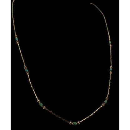 Minimalist Elegant Turquoise And Gold Beaded Necklace