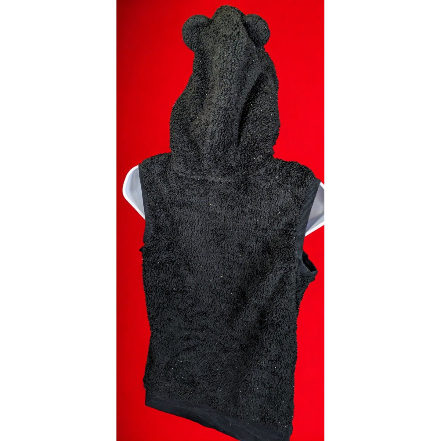 Circo Black Sparkle Sherpa Bear Hooded Vest