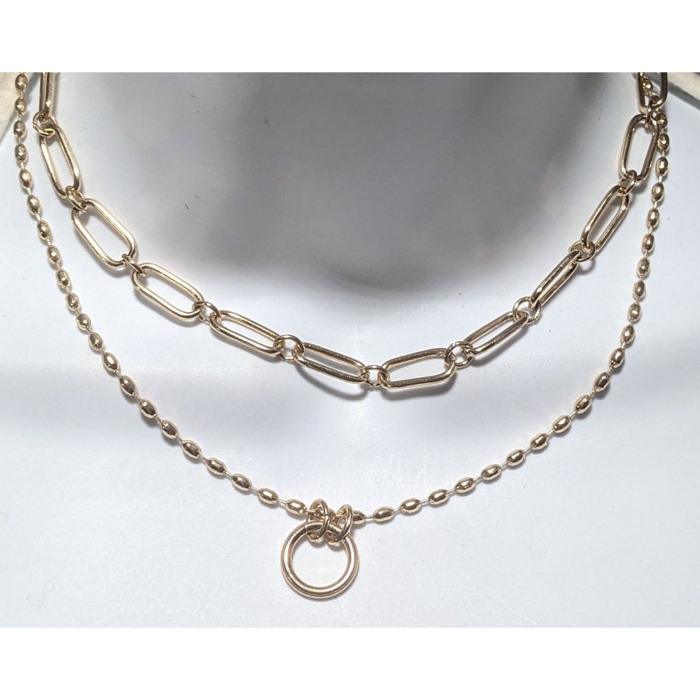 Halogen Layered Gold Chain Paperclip Necklace