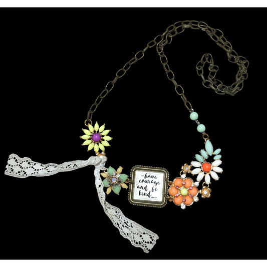 Cottagecore Floral Bow Affirmation Necklace