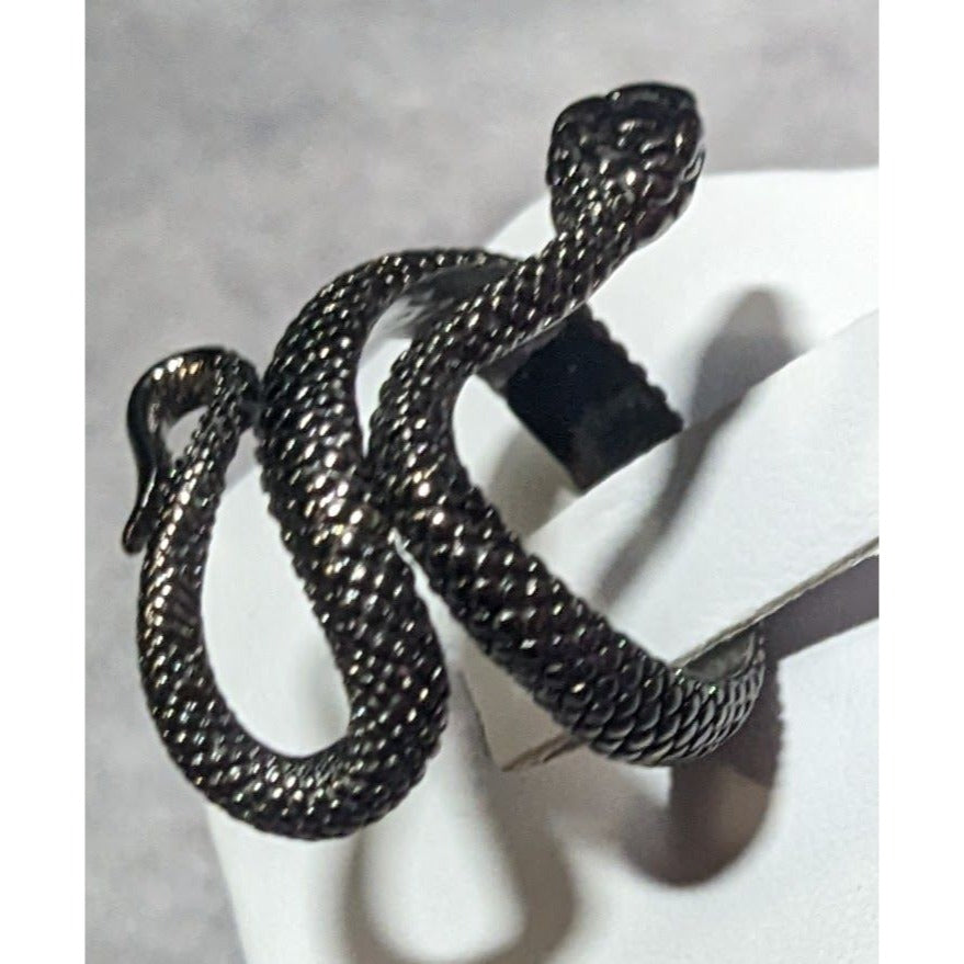 Gothic Gunmetal Tone Textured Snake Ring Size 5 1/2