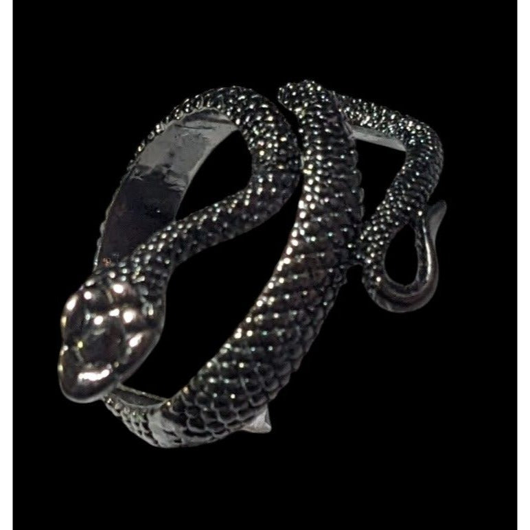 Gothic Gunmetal Tone Textured Snake Ring Size 5 1/2