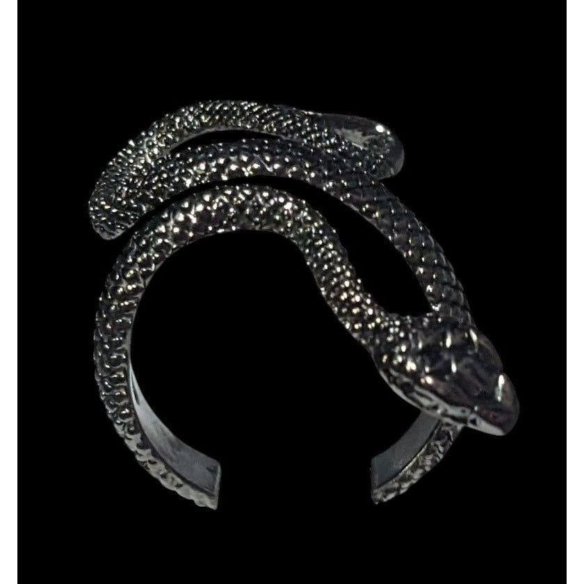 Gothic Gunmetal Tone Textured Snake Ring Size 5 1/2