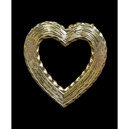 Vintage Open Heart Textured Gold Tone Brooch
