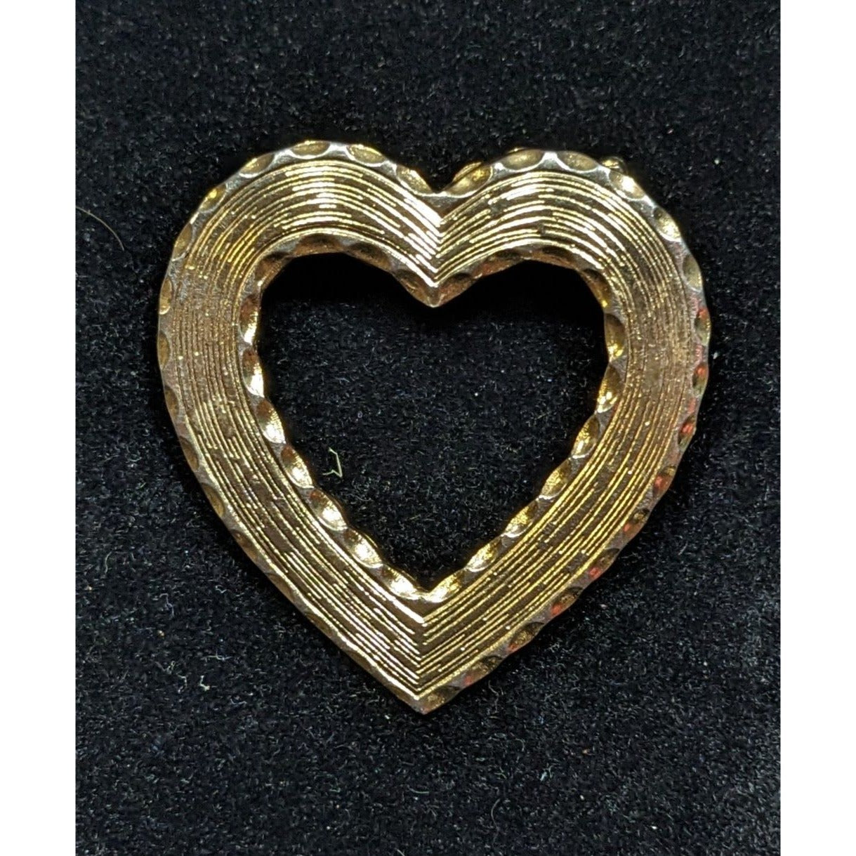 Vintage Open Heart Textured Gold Tone Brooch