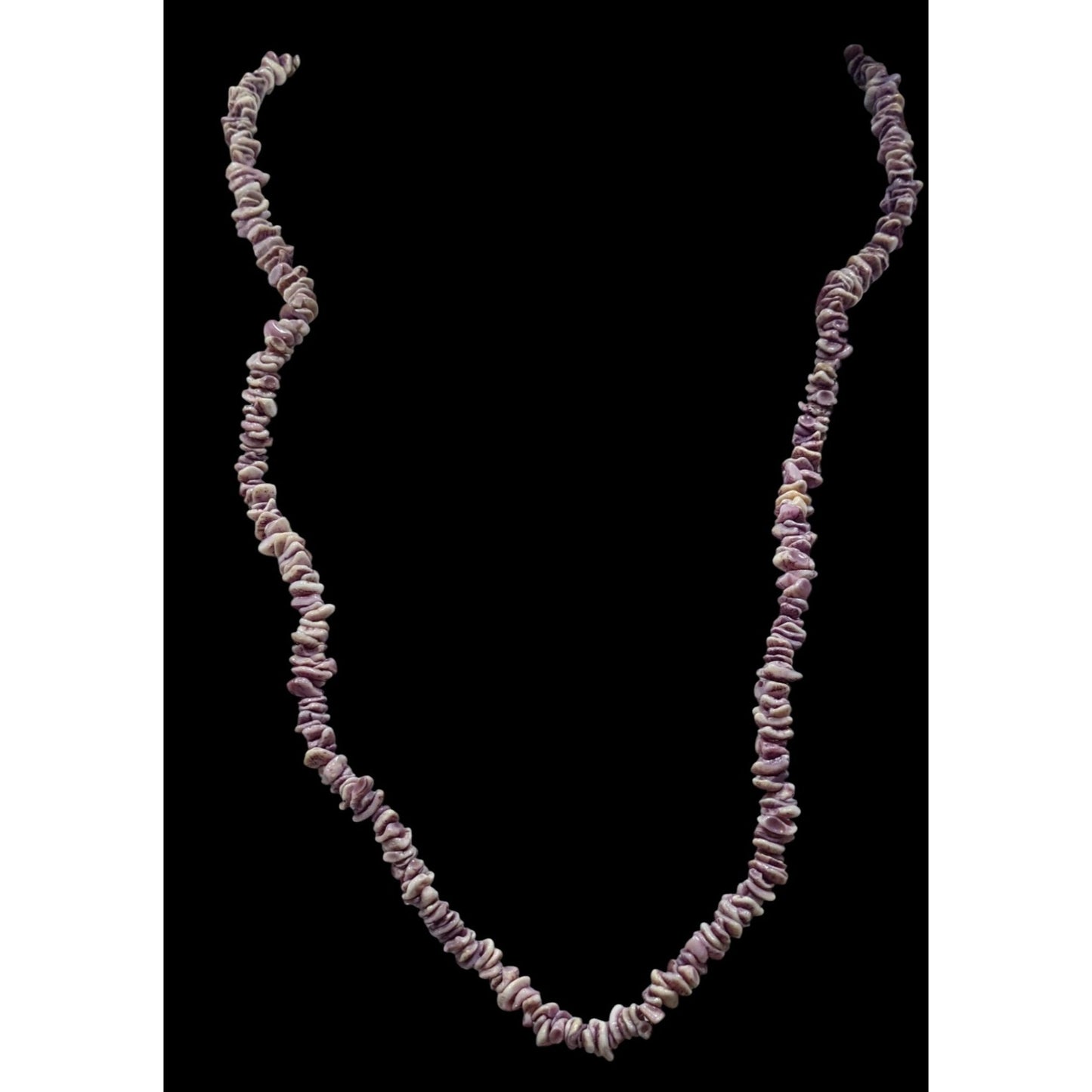 Vintage Purple & White Shell Bead Necklace With Barrel Closure