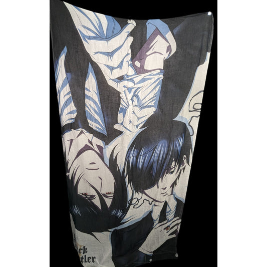Black Butler Ciel & Sebastian Lightweight Scarf 38x72 Inches 100% Polyester Anime Design