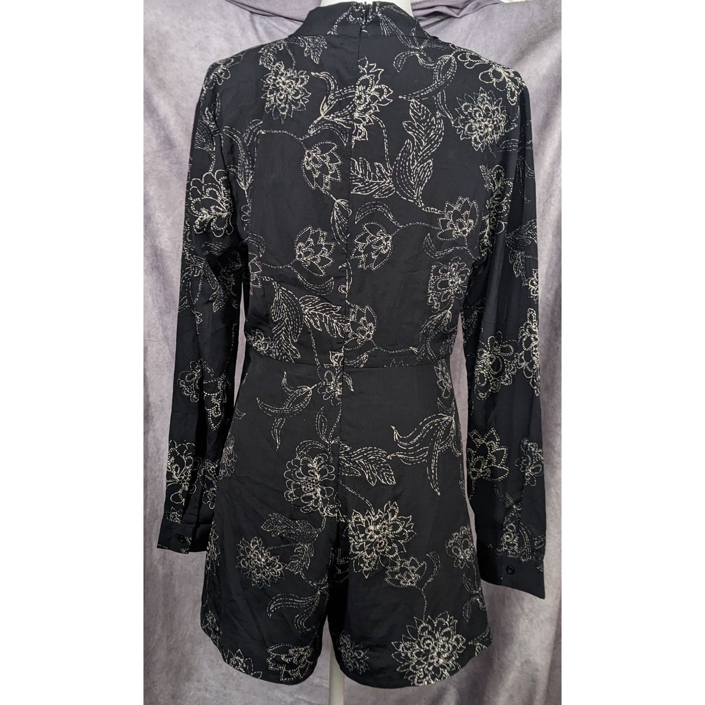 Gothic Floral Tie Neck Romper by Missguided