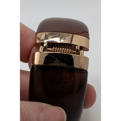Hinged Brown Resin Bangle Bracelet With Gold-Tone Accents
