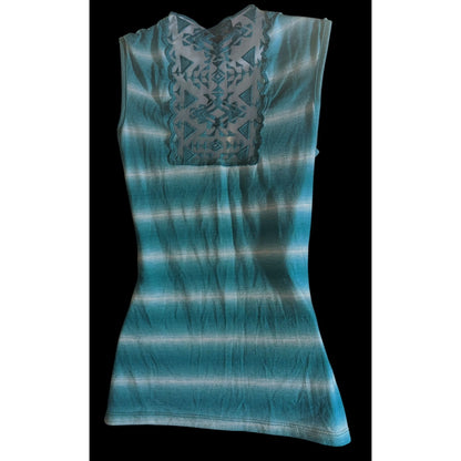 iZ Byer Y2K Striped Cowl Neck Top Blue White Sleeveless