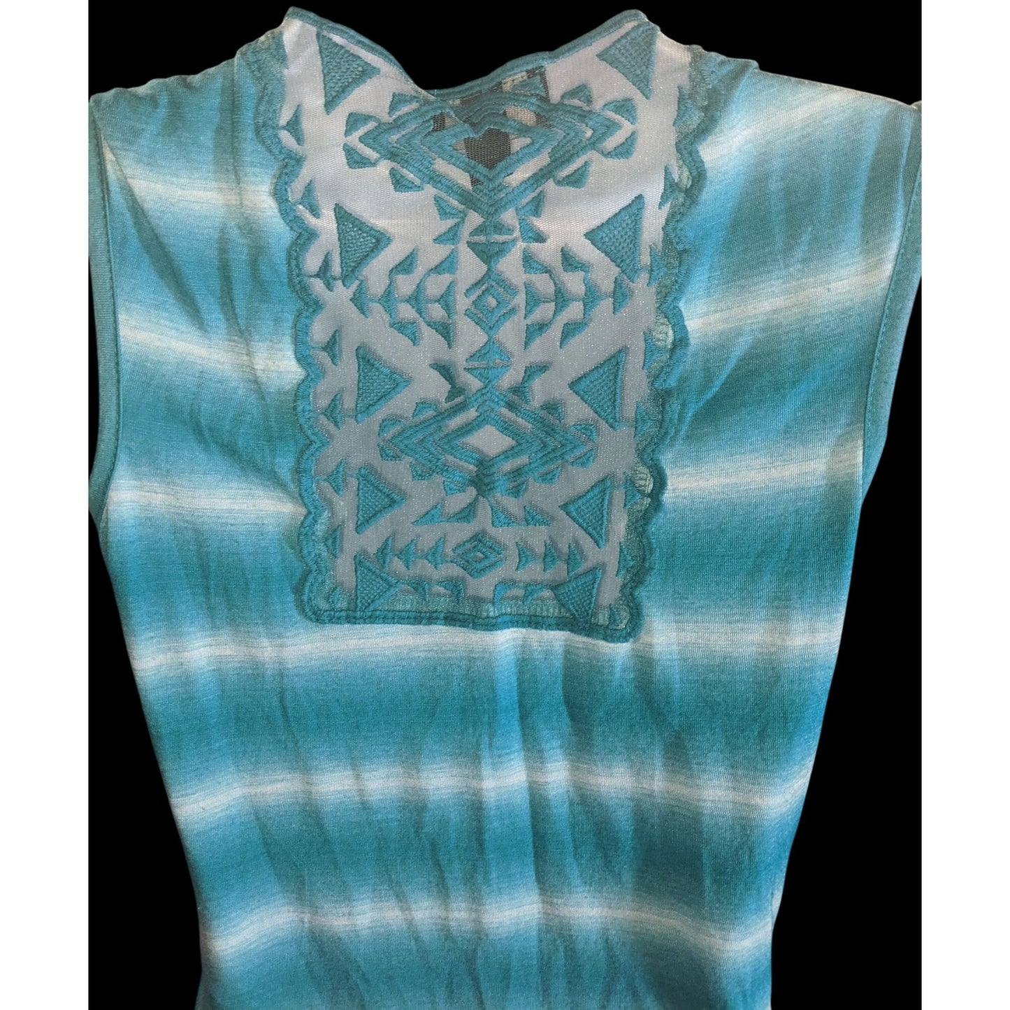 iZ Byer Y2K Striped Cowl Neck Top Blue White Sleeveless