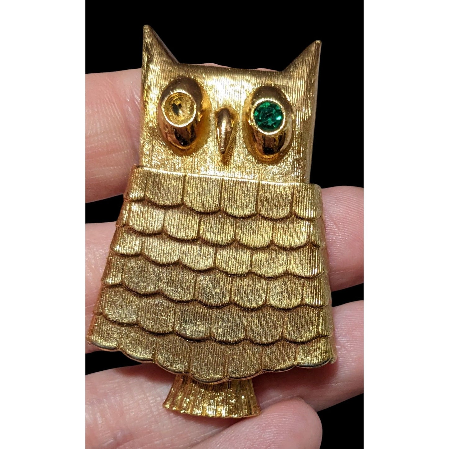 Vintage Avon Owl Gold Tone Solid Perfume Holder