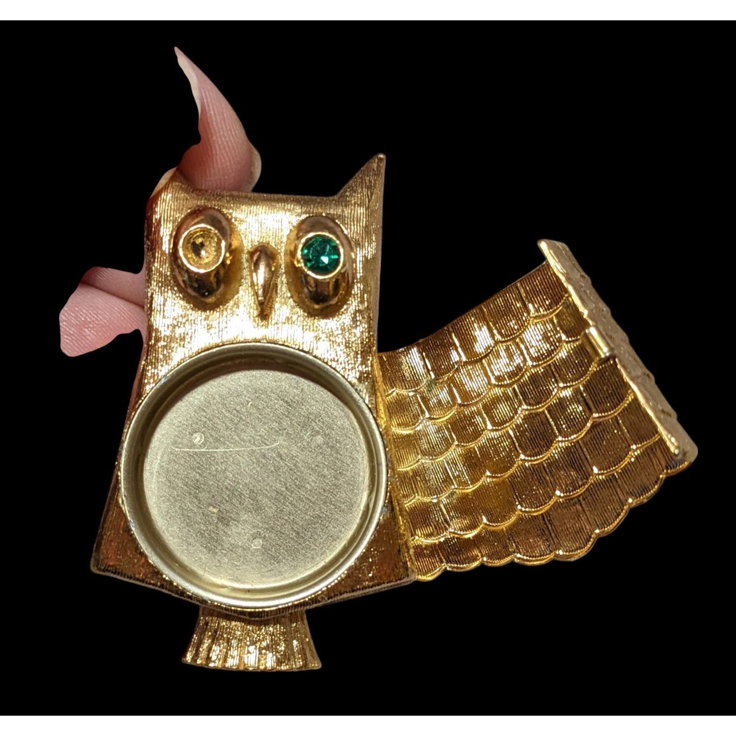 Vintage Avon Owl Gold Tone Solid Perfume Holder