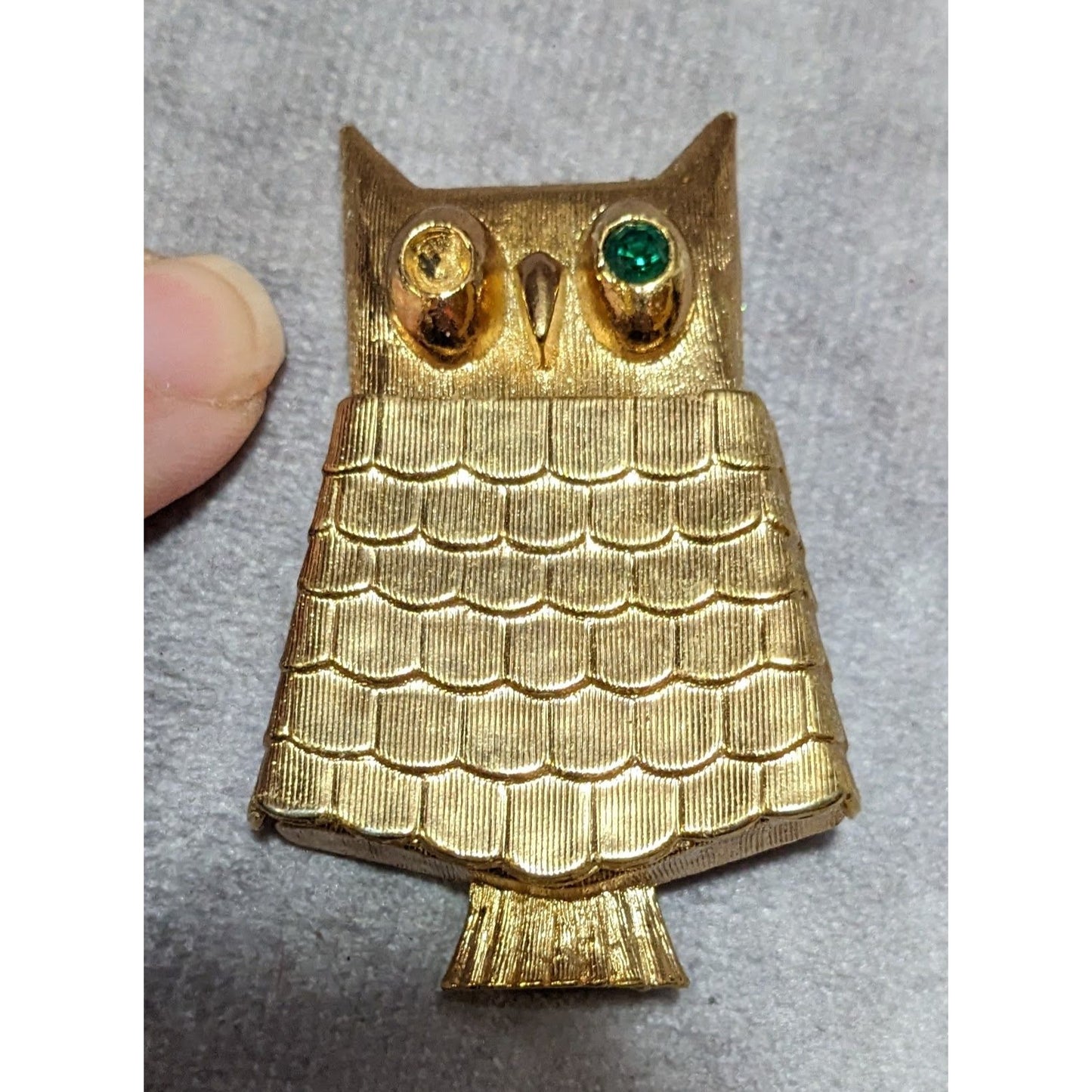 Vintage Avon Owl Gold Tone Solid Perfume Holder