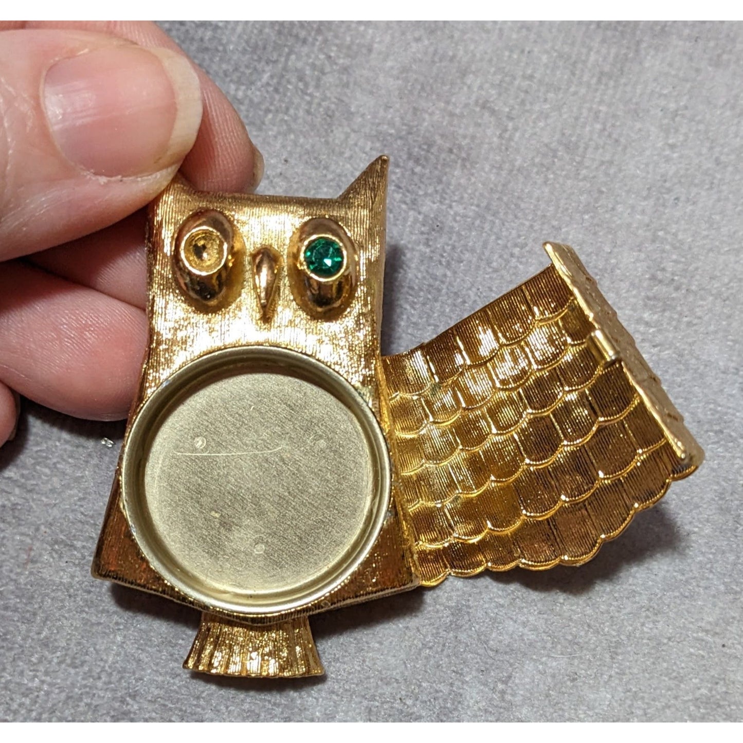 Vintage Avon Owl Gold Tone Solid Perfume Holder