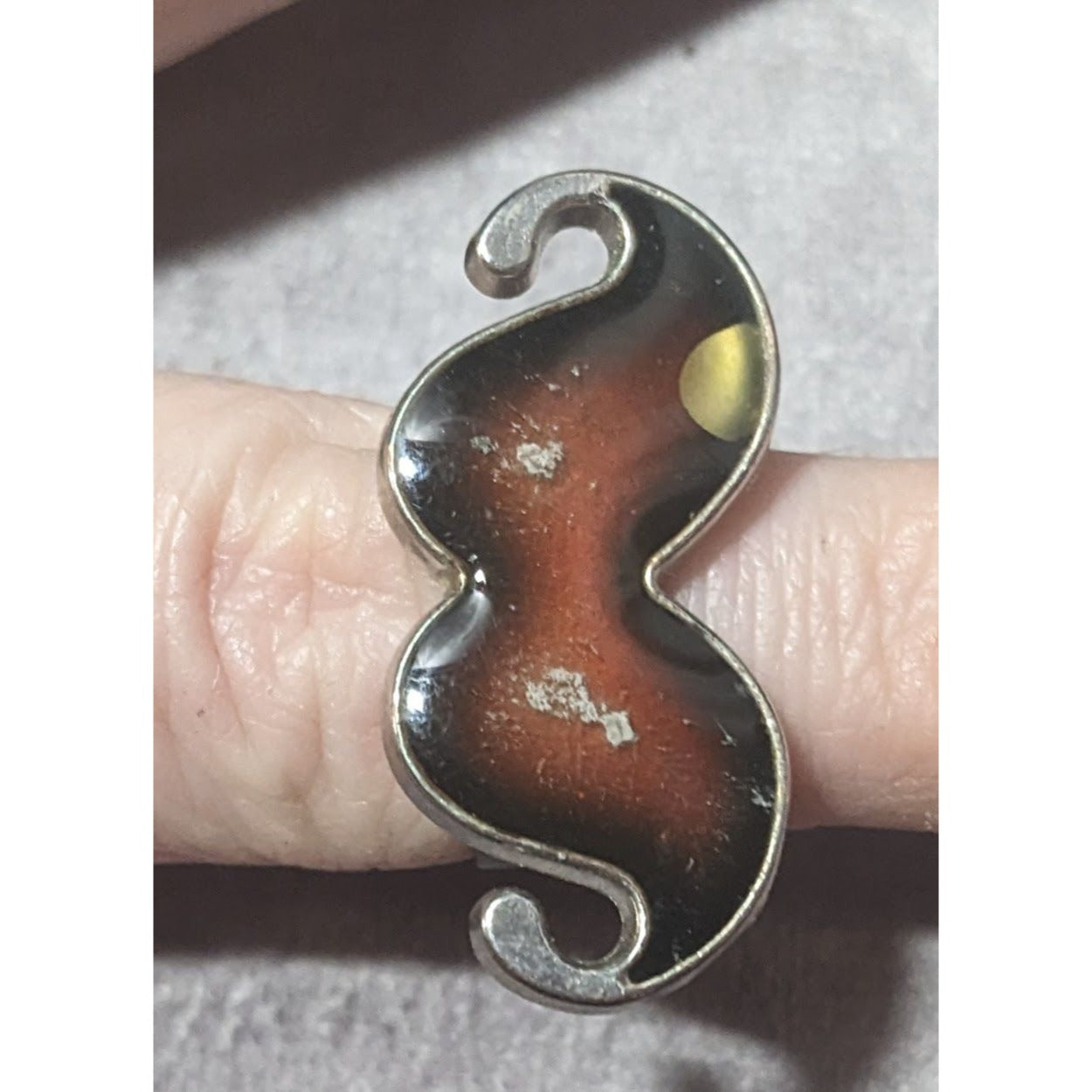 Vintage 90s Moustache Adjustable Mood Ring Size 7 1/2