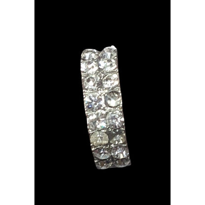 Elegant Glam Double Layer Rhinestone Silver Tone Ring Size 6 3/4