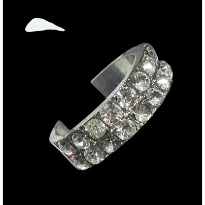 Elegant Glam Double Layer Rhinestone Silver Tone Ring Size 6 3/4