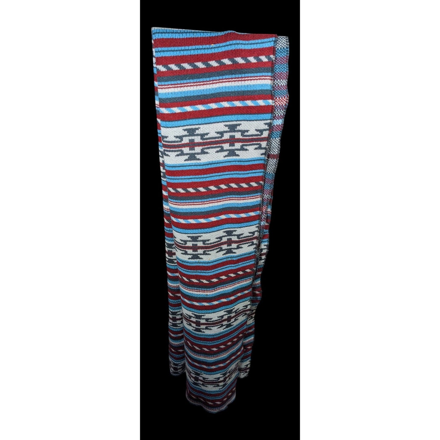 Free People Southwestern/Aztec Print Red And Blue Woven Scarf