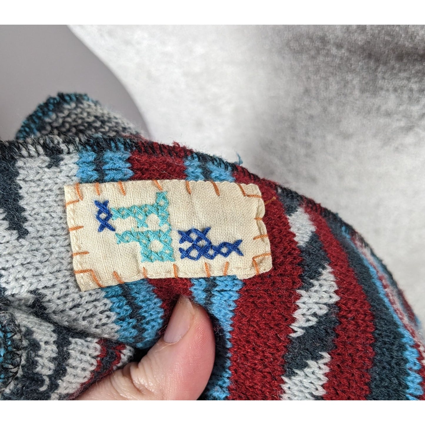 Free People Southwestern/Aztec Print Red And Blue Woven Scarf