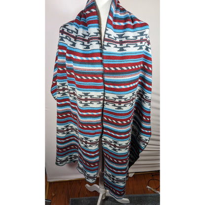 Free People Southwestern/Aztec Print Red And Blue Woven Scarf