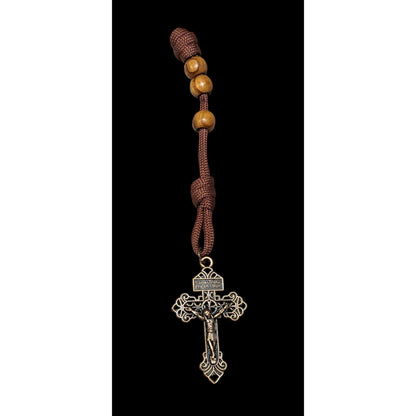 Olive Wood Beaded Copper tone Mini/Pocket Rosary