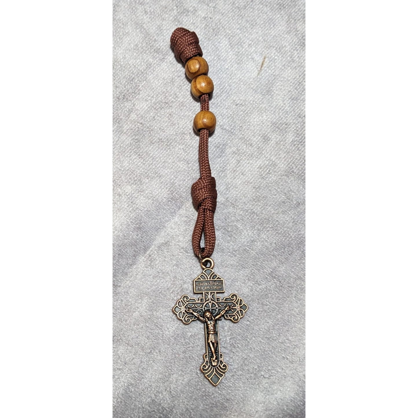 Olive Wood Beaded Copper tone Mini/Pocket Rosary