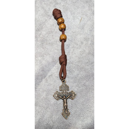 Olive Wood Beaded Copper tone Mini/Pocket Rosary