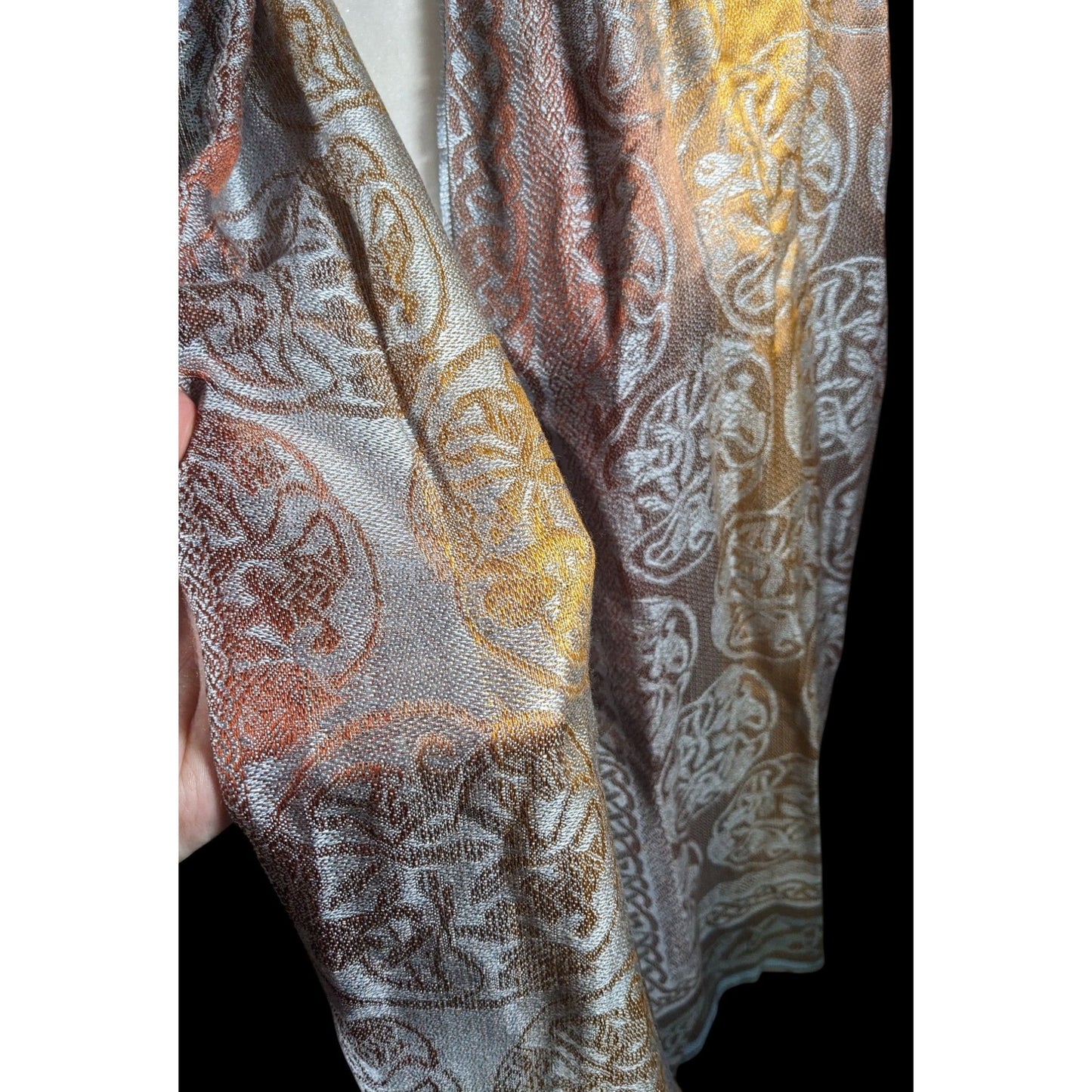 Molina by Jimmy Hourihan Rainbow And Grey Celtic Knot Scarf