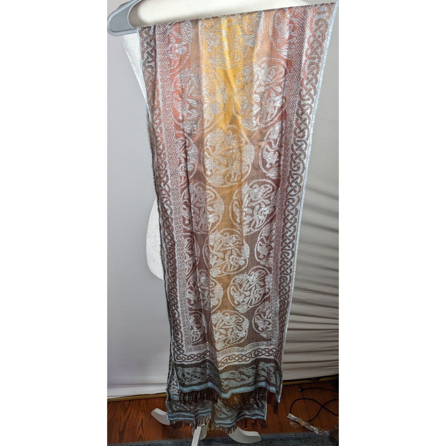 Molina by Jimmy Hourihan Rainbow And Grey Celtic Knot Scarf