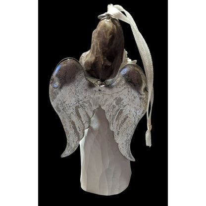 Angel Mom Holding Tulips Wood Look Ornament