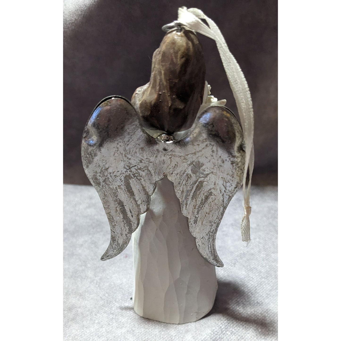 Angel Mom Holding Tulips Wood Look Ornament