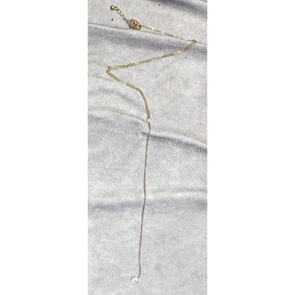 Gold-Tone Y-Shaped Necklace With Clear Crystal Accents Adjustable Chain Length