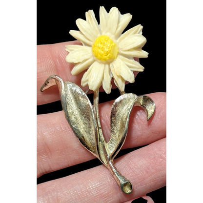 Vintage Sarah Coventry Silver And White Daisy Brooch