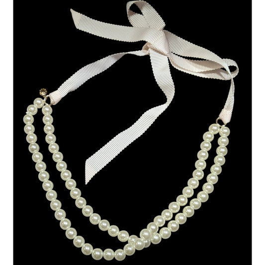 Preppy Glam J Crew Tie On Faux Pearl Necklace