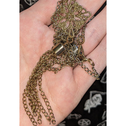 Gold Filigree Tassel Necklace Long Pendant Vintage Inspired Boho Victorian