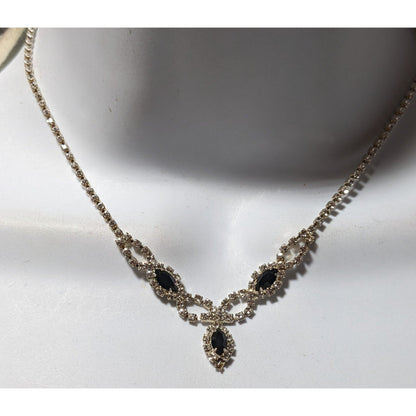 Gothic Clear And Black Rhinestone Bridal Necklace