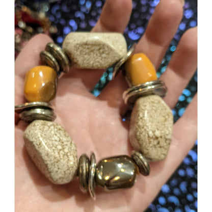 Chunky Earth Tone Stretchy Beaded Bracelet