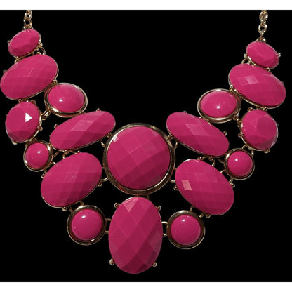 Charming Charlie Pink Gemmed Bib Necklace