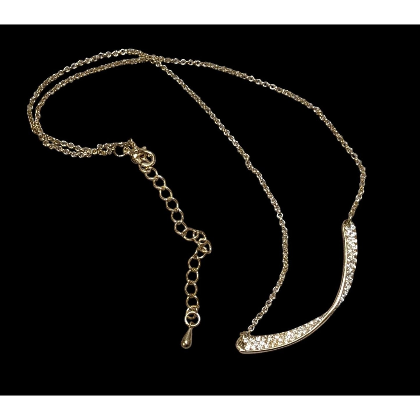 Sparkly Glam Gold Rhinestone Twisted Bar Necklace