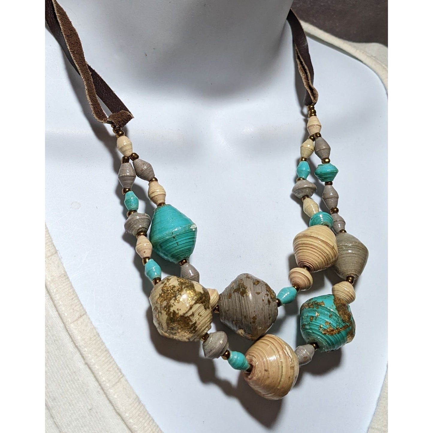 Bohemian Beaded Gold Flake Necklace