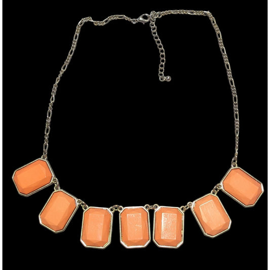 Vintage Style Orange Gemstone Statement Necklace