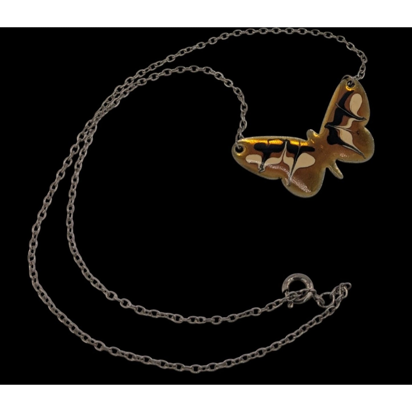 Fairycore Butterfly Pendant Necklace Stainless Steel With Enamel Design
