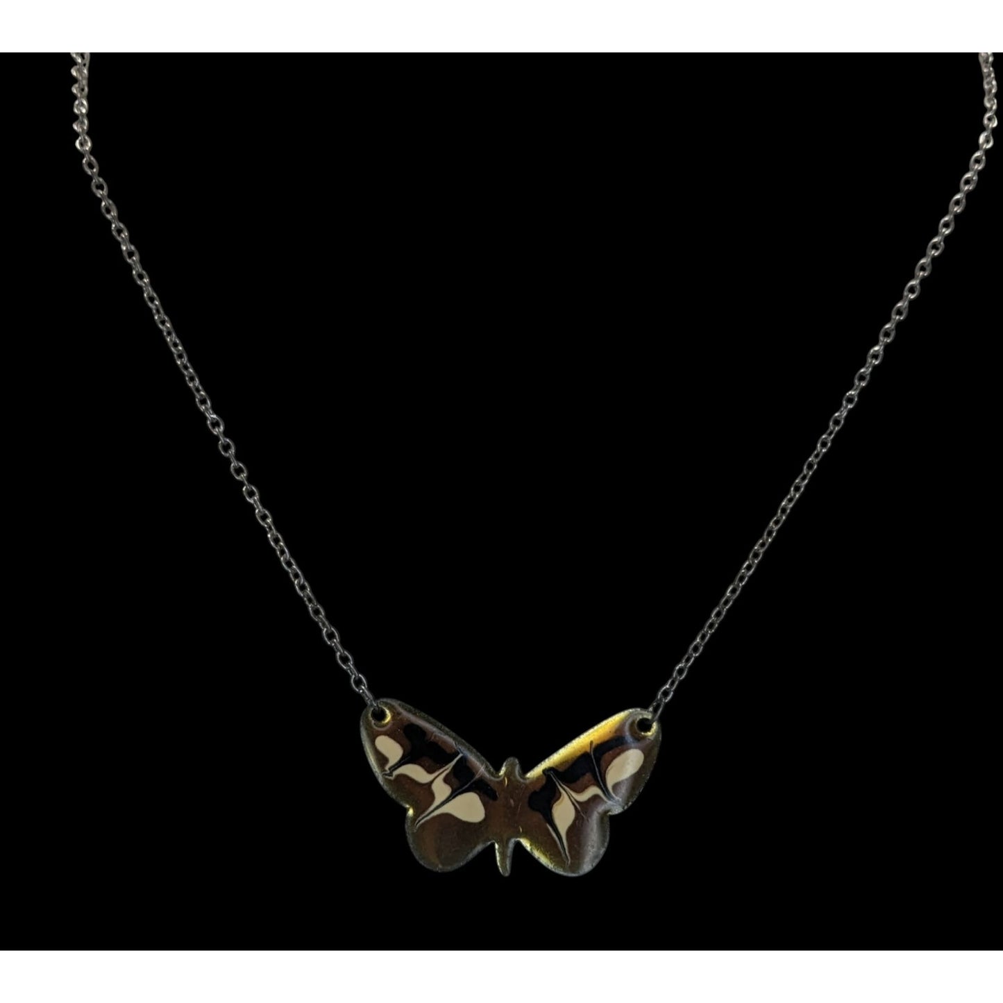 Fairycore Butterfly Pendant Necklace Stainless Steel With Enamel Design