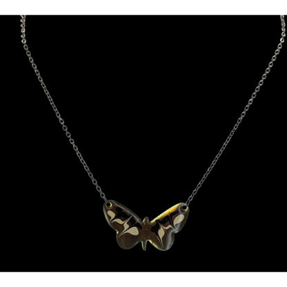 Fairycore Butterfly Pendant Necklace Stainless Steel With Enamel Design